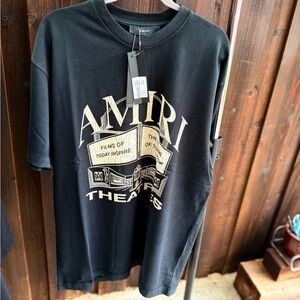 AMIRI Black and Cream Graphic Tee